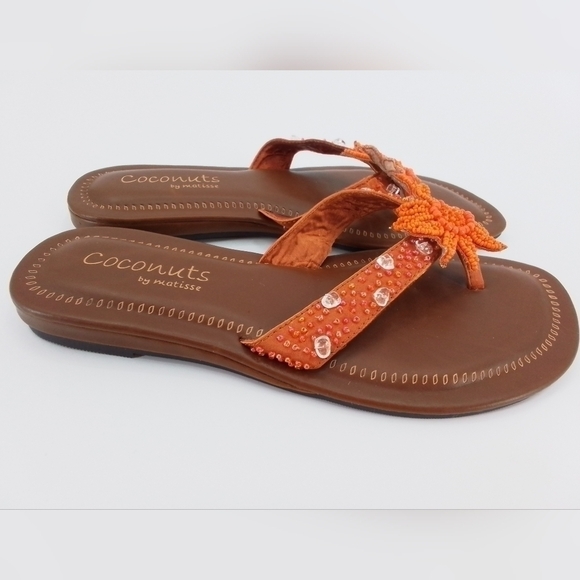 New Coconuts by Matisse Thong Sandals Orange SEASTAR Beaded sz 8 - Picture 2 of 4